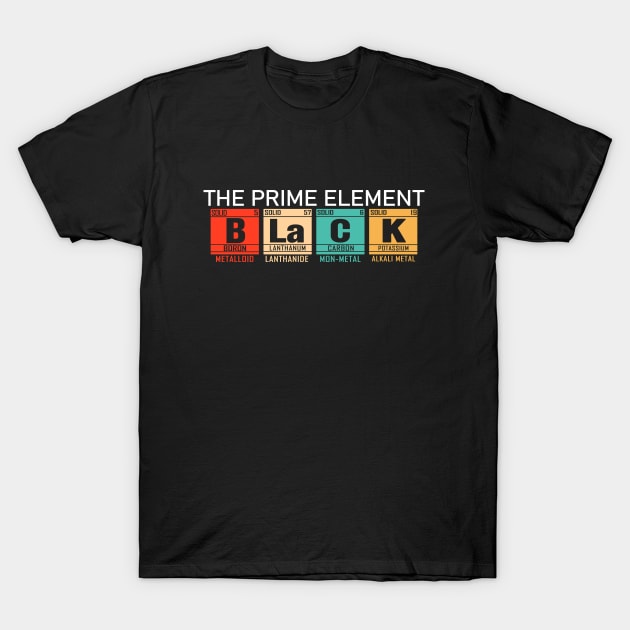 Black The Prime Element Black History Month Periodic Table T-Shirt by dounjdesigner